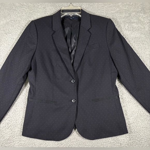 Tommy Hilfiger Black White Dot Blazer Jacket Women's Size 12 - Picture 1 of 15